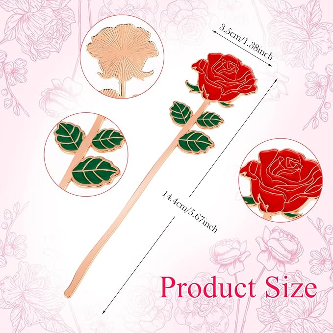 Mabor Red Rose Bookmarks,It’s The Time You Have Spent on Your Rose That Makes Her So Important Personalized Bookmark Rose of Little Prince,Metal Flower Bookmark,