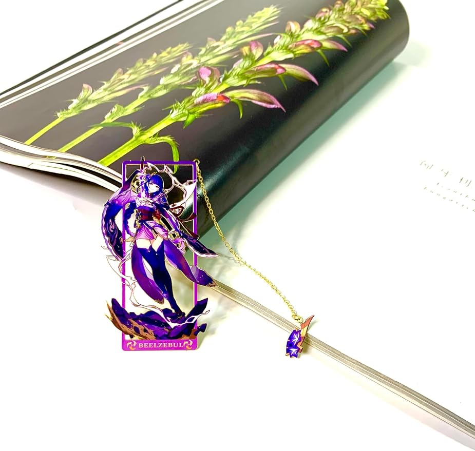 Genshin Impact Beelzebul Bookmarks Tabletop Decoration with 3D Display Box for Women Men Sisters Friends Birthday Gifts Book Marks for Book Lovers - Zllada