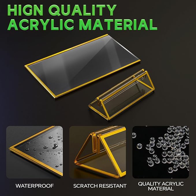 Gold Frames 5X7 Acrylic Sign Holder Double-Sided Tabletop Picture Frames for Menu Holder Wedding Table Number Holder Christmas Photo Frames with Removable Sticky Dots-12 Pack