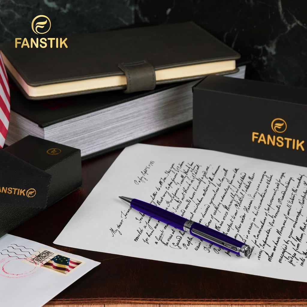 Blue Luxury ballpoint Pen (Made In USA) fancy gift set for women, Real 24K Gold Plating, Professional executive pen gift set for men (Lux BallPoint Blue)