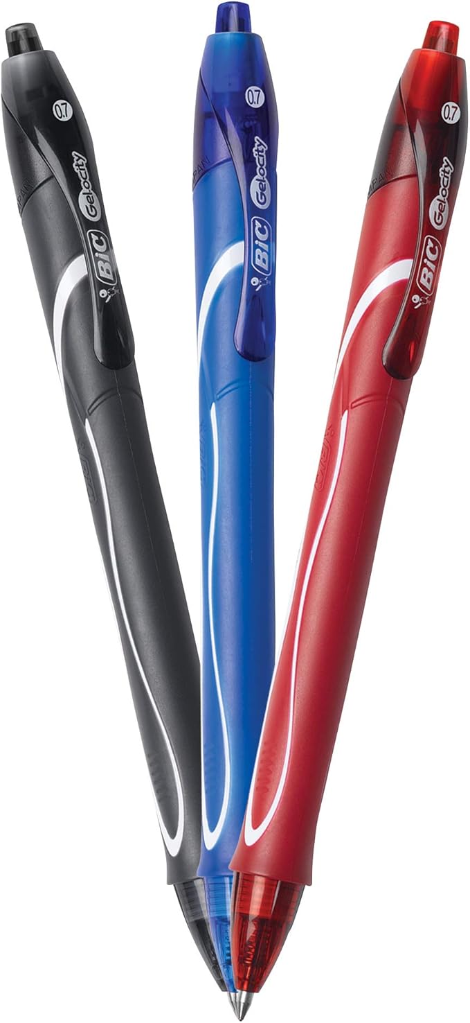 BIC Gel-ocity Retractable Quick Dry Gel Pen, Medium Point (0.7mm), Assorted Colors, Comfortable Full Grip, 48-Count