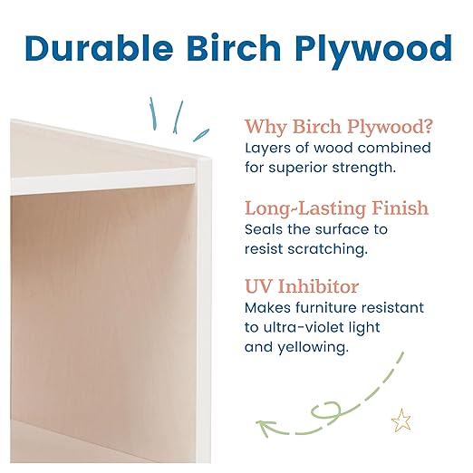 ECR4Kids Single-Sided Book Display, Classroom Bookshelf, White Wash