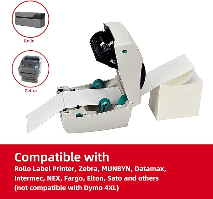 Misofuki 4x6 1 Stack 1000 Labels Fanfold Direct Thermal Shipping Labels Compatible with Rollo, MUNBYN, Zebra, Fargo Label Printer, Permanent Adhesive White Commercial Grade Labels for Thermal Printers