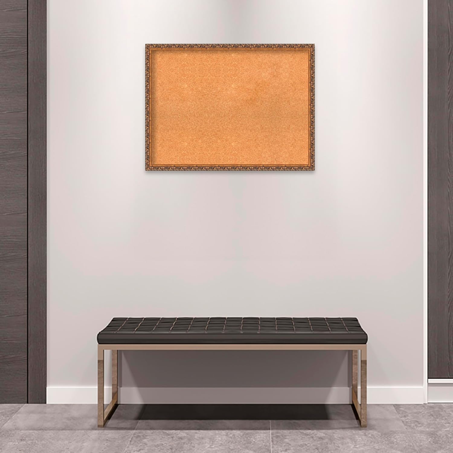 Amanti Art Natural Cork Board for Wall, 24x32 Vision Board with Bronze Frame, Large Corkboard Office Decor for Home Organization, Traditional Corkboard Pinboard to Display Items for Home Organization