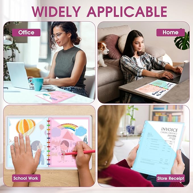 32 PCS Discbound Dividers Letter Size Disc Planner 2 Pocket Fit 8.5" x 11" Paper Notebook with Pockets 11 Disc Folder for Office Home School