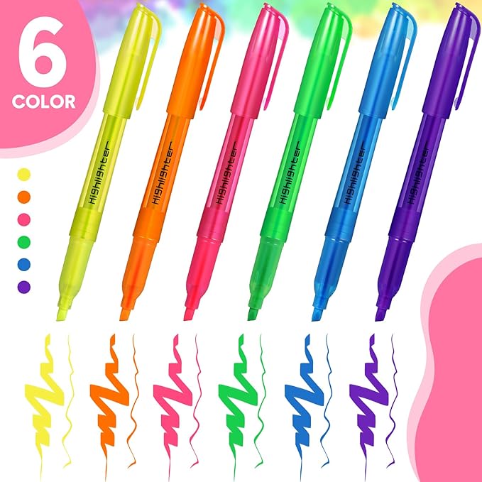 Thenshop 30 Pcs Highlighter Bulk Pack Assorted Colors Highlighter Markers Chisel Tip Fluorescent Pens for Office Classroom Back to School Supplies