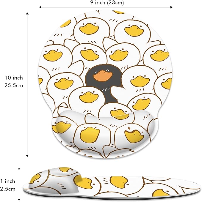 Ergonomic Mouse Pad with Wrist Support,Black and White Duck Mouse Pad with Wrist Rest,Relieve Wrist Pain Mousepad Non-Slip Rubber Base,Mouse Pads for Desk,Computers,Laptop,Office,Home,Accessories