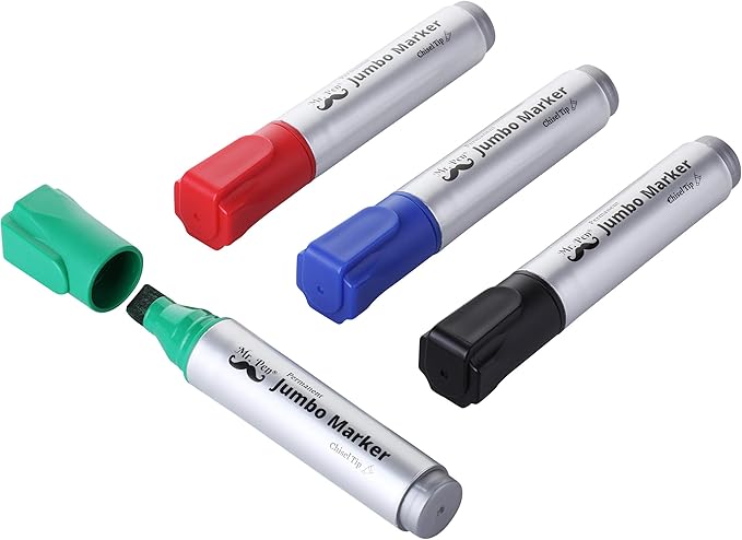 Mr. Pen- Jumbo Permanent Markers, 4 Pack, Assorted Color, Chisel Tip, Large, King, Color Permanent Markers Set, Huge Poster Markers