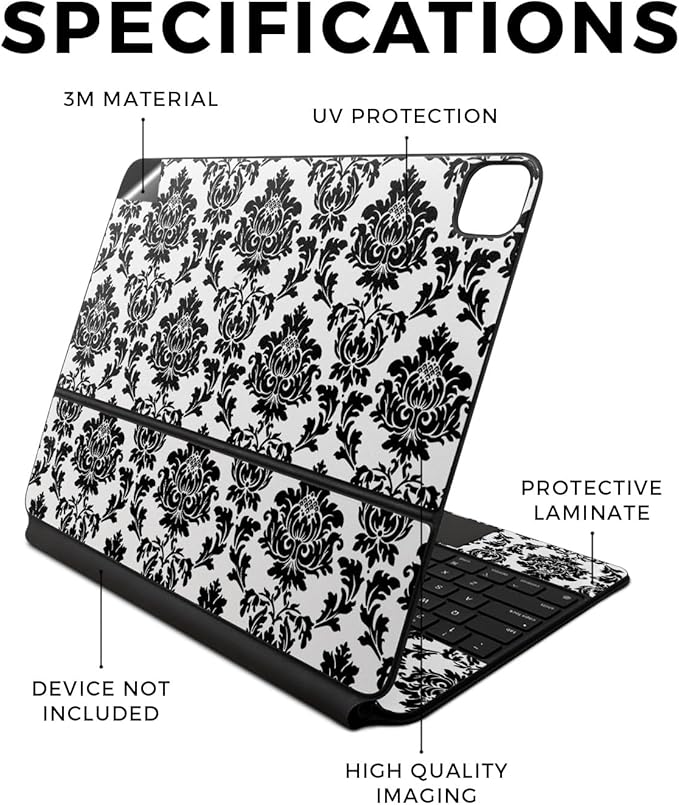 Skin Compatible with Apple Magic Keyboard for iPad Air 13-inch (M2) 2024 - Vintage Damask - Premium 3M Vinyl Protective Wrap Decal Cover - Easy to Apply | Crafted in The USA by MightySkins