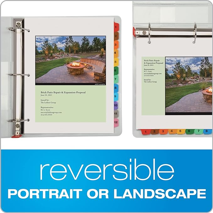 Oxford OneStep Binder Dividers, 12 Tab Numeric Divider Sets, Customizable Table of Contents, Works with 3 Ring Binder, Durable Plastic, Reversible Multicolor Tabs, Numbered 1–12, 3 Sets (89403)