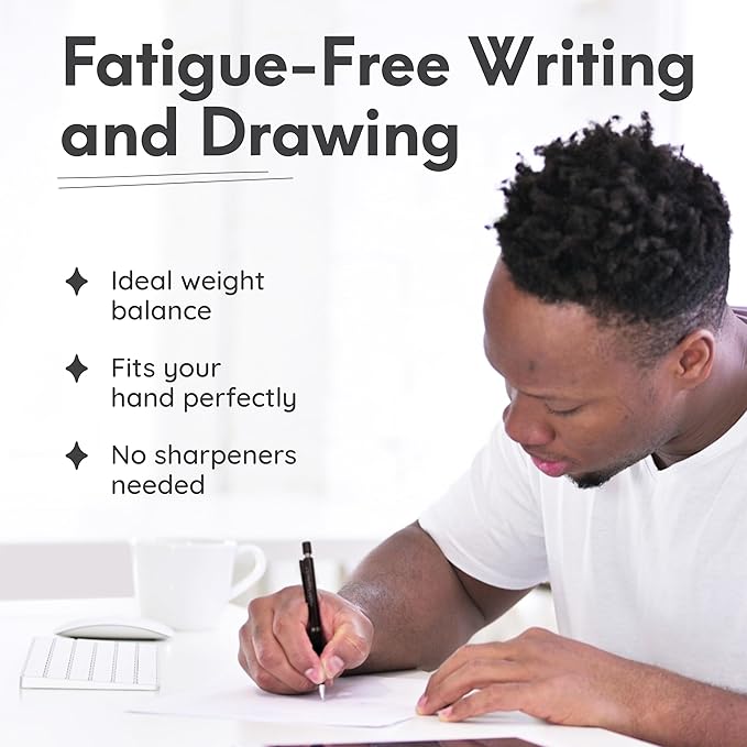 MozArt Illustrator Set with Case-4 Sizes: 0.3,0.5,0.7&0.9mm with 4x8HB & 30HB Lead Refills, Eraser Pen with 2 Jumbo Refills Compass with Block Eraser