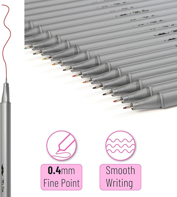 Mr. Pen- Fineliner Pens, 24 pcs, Colorful, 0.4mm Fineliners Pens, Art Pen