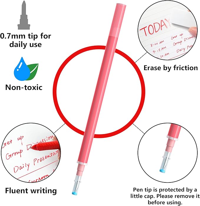 Vanstek 12 Red Erasable Gel Pen Refills, Gel Ink Refills Compatible with Frixion & Friction Erasable Pens, Fine Point 0.7 mm, Perfect for Writing Planner & Crossword Puzzles