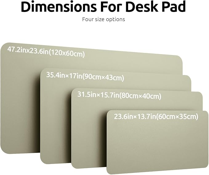 YSAGi Leather Desk Protector, Office Mat, Large Mouse Mat, Non-Slip PU Leather Blotter, Laptop Pad, Waterproof Writing Pad for Office and Home (Sage Green, 47.2" x 23.21")