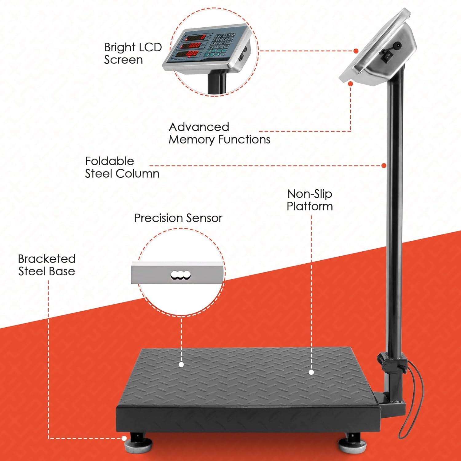 Houseables Industrial Scale, Platform Scale, 600 LB, Large, Weight Machine for Luggage, Shipping, Packages, Floor, Commercial, Heavy Duty, Box, Postal, Laundry, Warehouse, Luggage Weighing, Digital