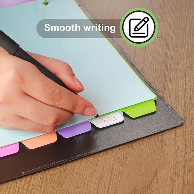 HABGP 24Pcs/3 Set Binder Dividers with Tabs, 8 Color Tab for 3 Ring Binder Dividers, Page Folder Dividers for 3 Ring Binder Sheet Paper Protectors, Plastic Tabbed File Dividers with Tabs