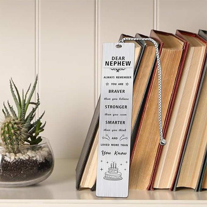 Nephew Birthday Gifts, Happy Birthday Nephew Bookmark, Birthday Gift Ideas for Teenage Nephew Adult