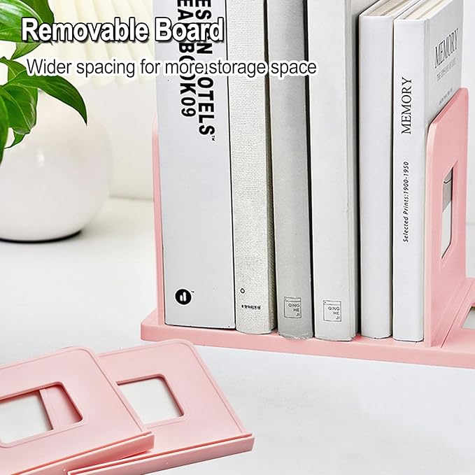 Lemical 4 Section Divider File Folder Holder Desk Book Organizer Desktop Bookshelf File Organizer Portable Plastic Kitchen Under Sink Organizer Pot Rack Handbag Sorter (Pink)
