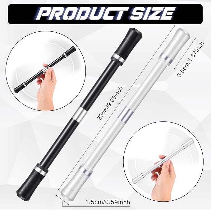 Outus 2 Pieces Spinning Pen Rolling Finger Rotating Gaming Trick Pen Mod with Tutorial No Refill Stress Releasing Brain Training Toys for Adults Office Supplies(Mixed Color)