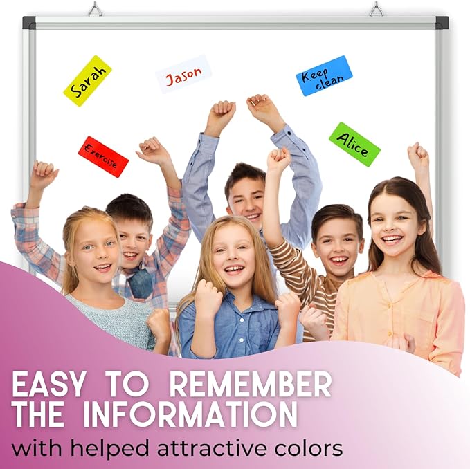 Availey 60 Pieces (3.2 x 1.2") - Full Colored Magnetic Dry Erase Labels - Reusable Strips for Classroom Home Office Garage Refrigerator Blank Writable Erasable Cards Name Tags Students Locker Shelf