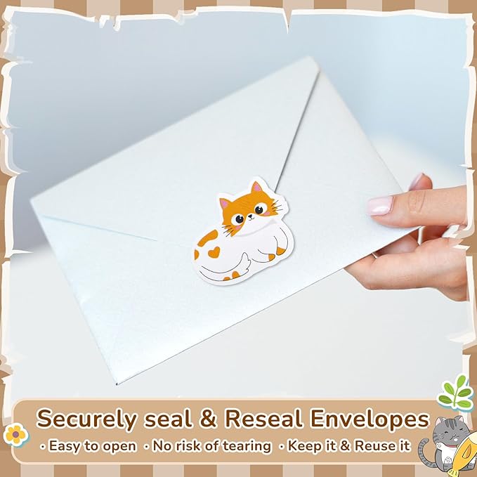 1 Roll Animal Stickers Reward Cute Space Stickers Office Supplies Incentives Sticker Animal Party Favor Decal, 500 Pcs Each Roll(Cat)