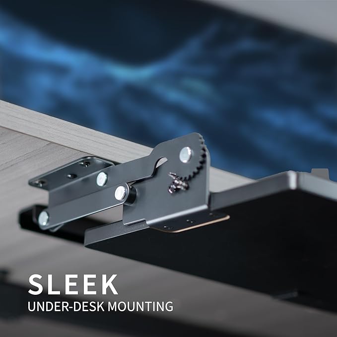 VIVO Large Under Desk 27 x 11 inch Computer Keyboard and Mouse Tray with Swinging Height Adjustment, 12 Settings, Platform Drawer for Typing, Black, MOUNT-KB08S