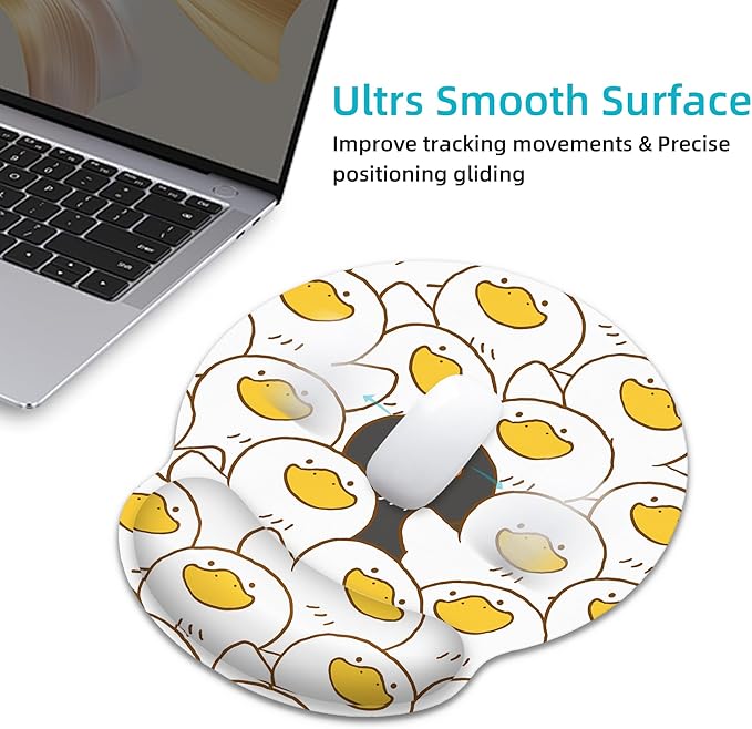 Ergonomic Mouse Pad with Wrist Support,Black and White Duck Mouse Pad with Wrist Rest,Relieve Wrist Pain Mousepad Non-Slip Rubber Base,Mouse Pads for Desk,Computers,Laptop,Office,Home,Accessories