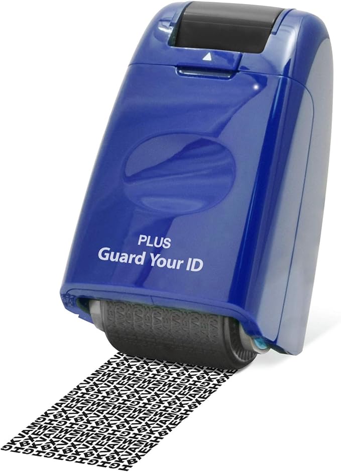 Guard Your ID Identity Protection Security Prevention Stamp Roller (Blue)