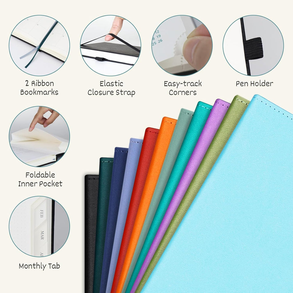 BEZEND Planner 2025-2026 Weekly and Monthly, 5.8" x 8.5" Academic Calendar (Jul 25-Dec 26) Vertical Daily Appointment with Hourly Timeslot & Monthly Tab, PU Leather Hardcover - Mint Green