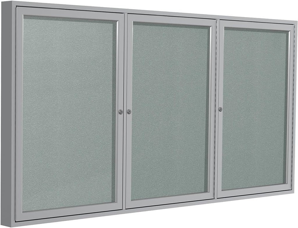 Ghent 48"x72" 2-Door Outdoor Enclosed Vinyl Bulletin Board, Shatter Resistant, with Lock, Satin Aluminum Frame - Silver (PA34872VX-193), Made in The USA