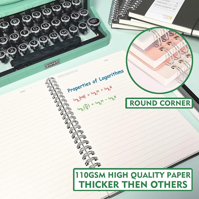 1 Pack Ruled Notebook, 5.9 x 8.3 Inches Spiral Notebooks for Work, School and Journal with 110 GSM Journal Ruled Paper, Large Notebook with 80 Sheets/160 Pages, Hardcover Ruled Journal