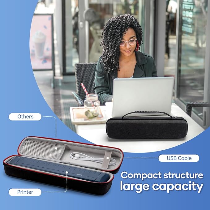Portable Printer Case for M08F Storage Case,Travel Carry Case Compatible with M08F/P831/TP81 HPRT MT866/MT800 Letter & A4 Portable Thermal Printer, Compact and Lightweight, Waterproof and Shock Proof