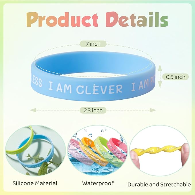 100 Pieces Students Inspirational Silicone Wristbands Motivational Quotes Rubber Bracelets for Kids Students Back to School Gifts (Fresh colours)