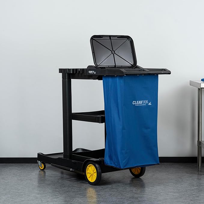 Restaurantware-Janitor CART Bag ONLY: Clean Tek Professional 16.93 x 10.63 x 29.53 Inch Janitorial Cart Bag, 1 Heavy-Duty Bag - Janitor Cart Sold Separately, Durable, Blue Plastic Replacement Bag