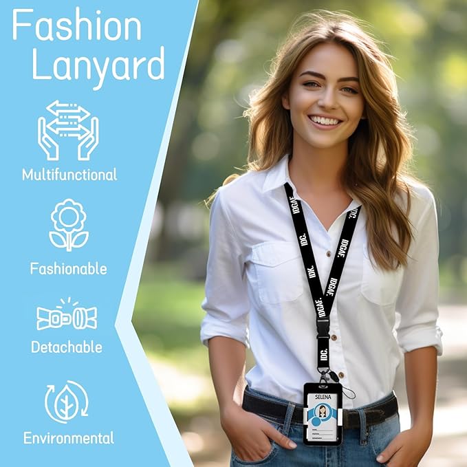 Lanyards for Id Badges, Funny Badge Holder with Retractable Badge Reel Belt Clip, IDK Work Card Name Tag Keychain Lanyard Vertical ID Card Protector for Women Nurse Doctor Teacher Student