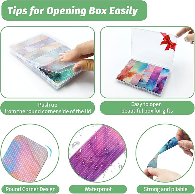 72 Pieces Anxiety Sensory Stickers with Storage Box - Calming Stickers 2 Textured Surface - Fidget Strips for Office & Classroom Desk Adult & Teen Stress (Marble)