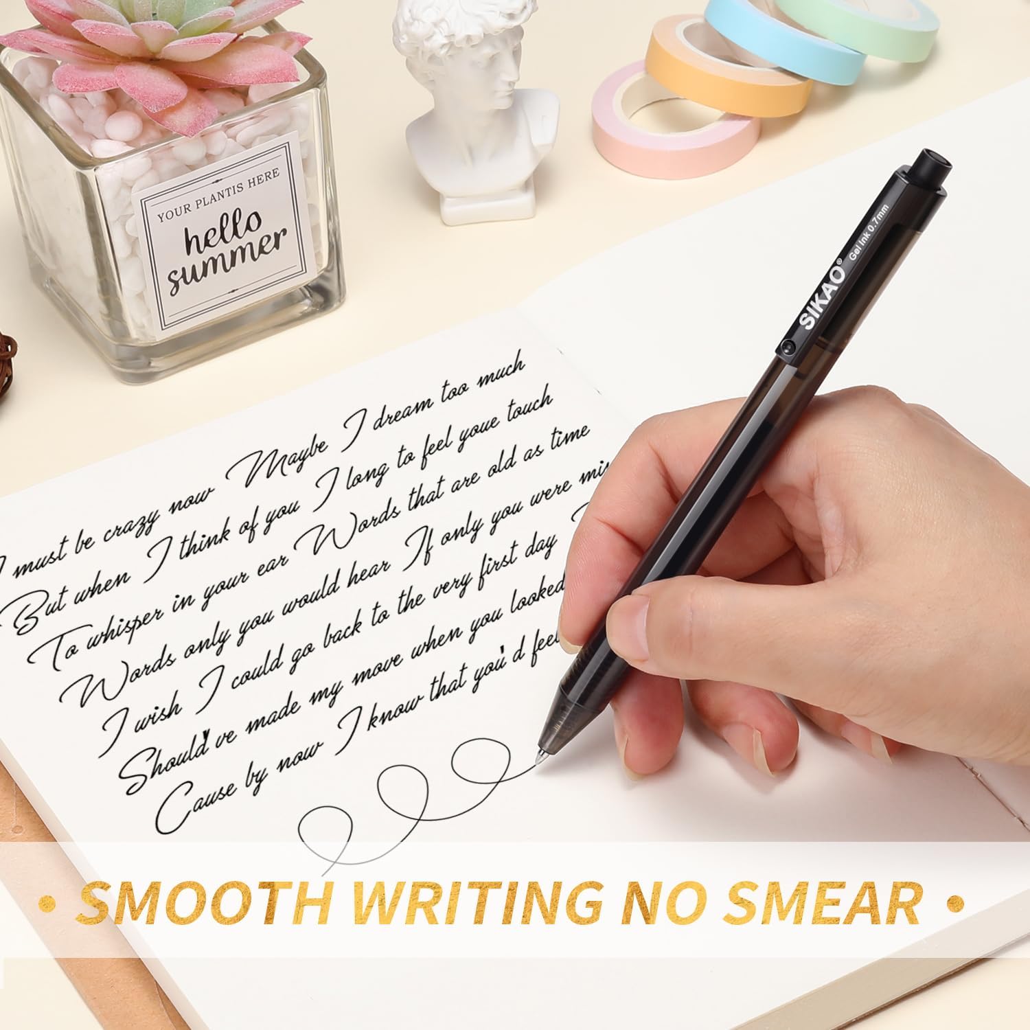 Black Gel Pens Bulk, Fine Point Smooth Writing No Smudge, 0.7mm Ink, Retractable Rollerball, Server, Office Lapiceros (60 Pack)