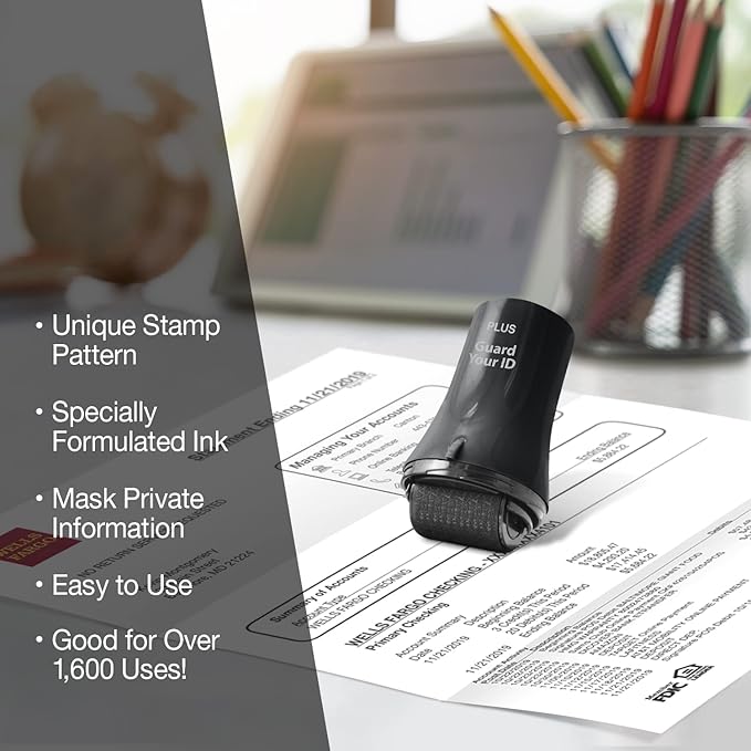 Wide Advanced Confidentiality Roller Stamp by Guard Your ID for Personal Information Concealment, As Seen on TV (3-Pack, Black)