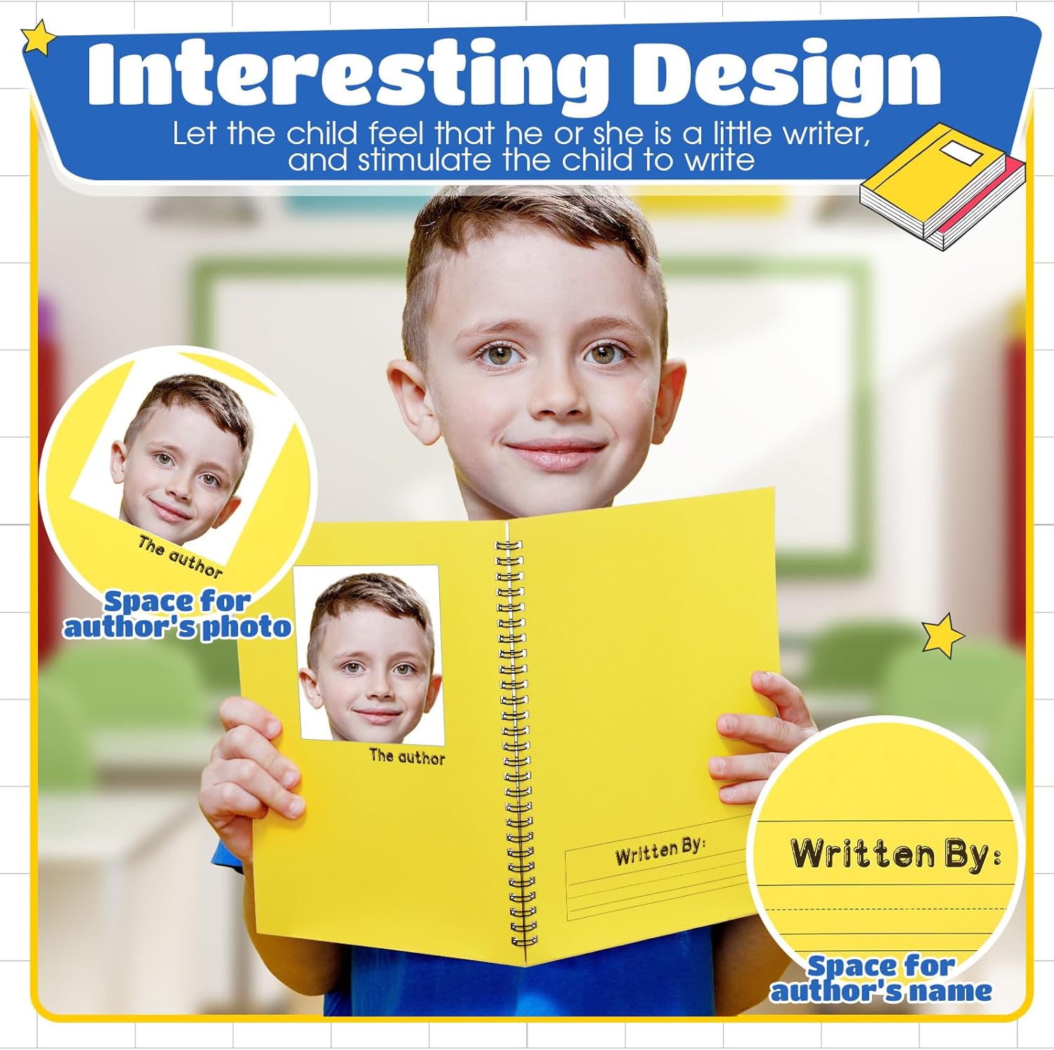 Henoyso 10 Pcs 100/50 Sheets Primary Composition Notebook K-2 Bulk Spiral Primary Journal Drawing Handwriting Practice for Kids Kindergarten 1st 2nd Back to School Supplies (Stylish Color,50 Sheets)