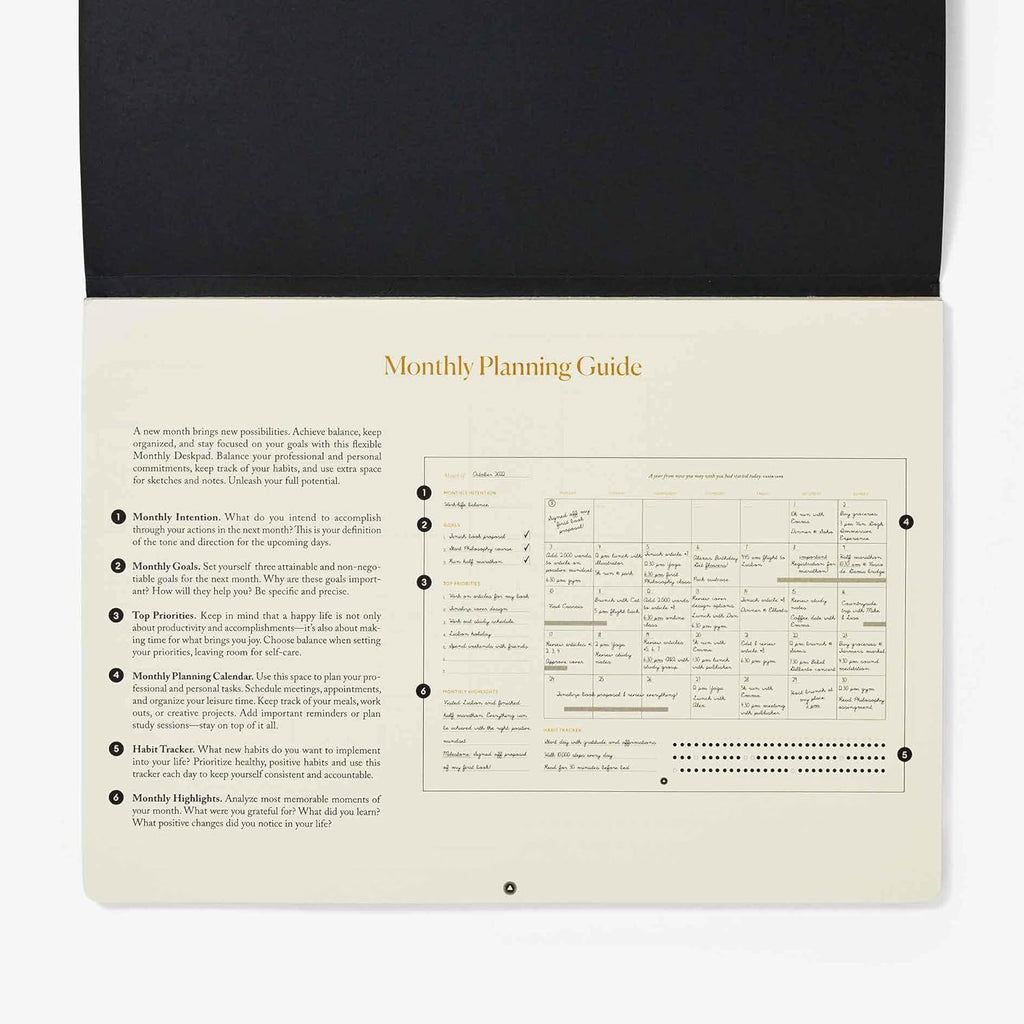 Intelligent Change Monthly Desk Pad, 2-Year Productivity Planner, Tear-Out Deskpad for to-Do List, Calendar, Productivity Tools for Time Management and Mindfulness, A4 Size, Black