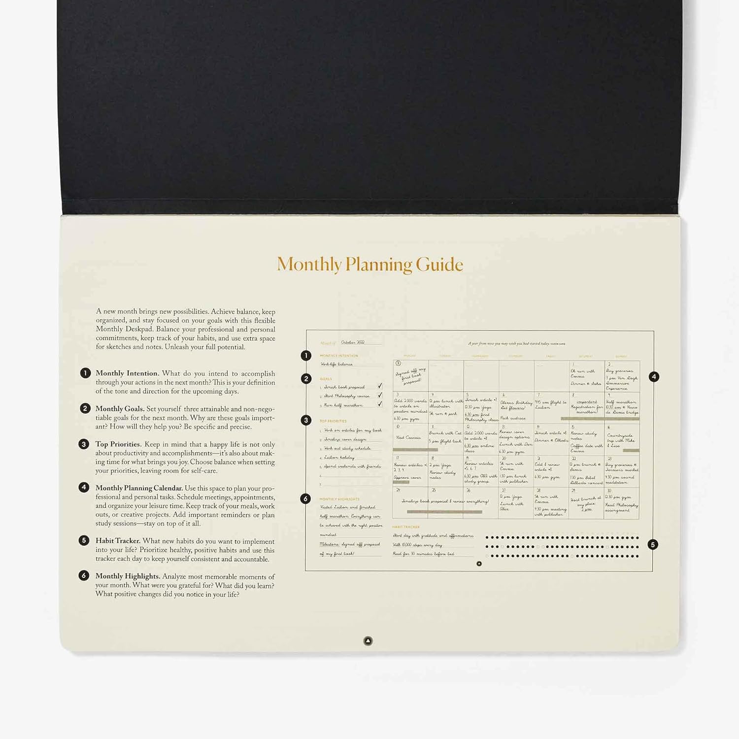 Intelligent Change Monthly Desk Pad, 2-Year Productivity Planner, Tear-Out Deskpad for to-Do List, Calendar, Productivity Tools for Time Management and Mindfulness, A4 Size, Black