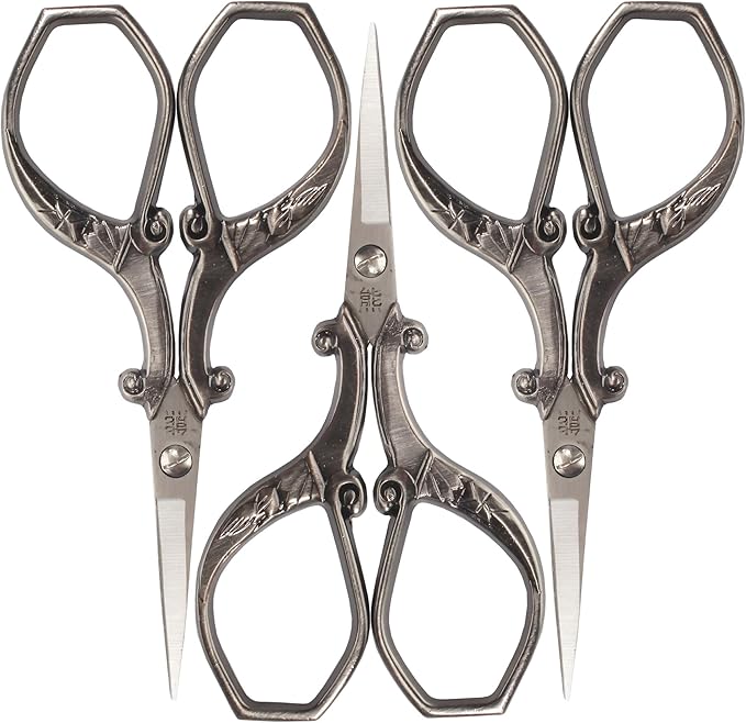 JubileeYarn Chinese Wing & Cloud Embroidery Craft Scissors - Antique Silver - 3 Scissors