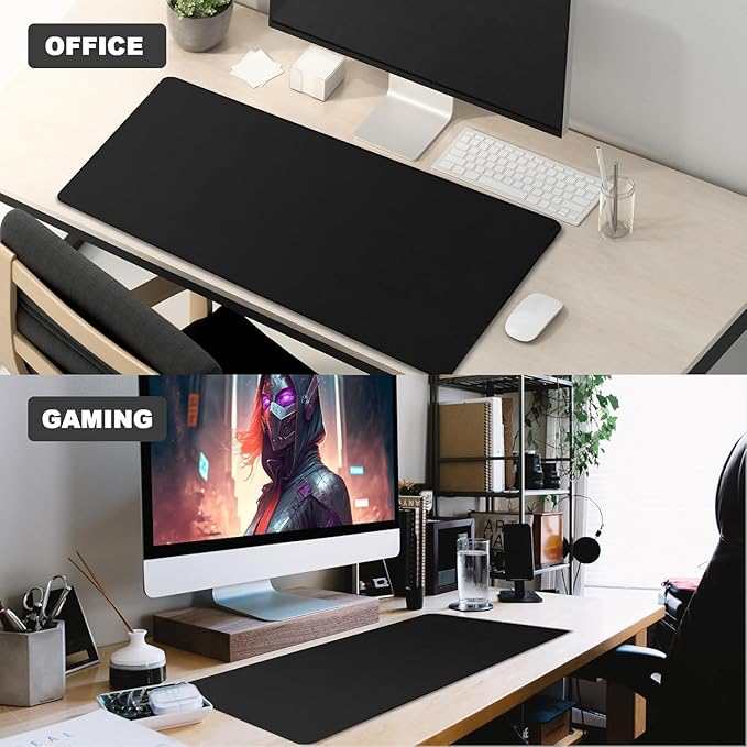 Large Mouse Pad, Desk Mat Large Office Desk Pad Gaming Mouse Pad with Stitched Edges, 35.4" x 15.7" Mousepad with Non-Slip Waterproof Rubber Base for PC Laptop Desk Home Office Accessories, Black