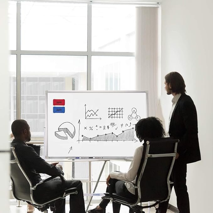 H-Qprobd Mobile Whiteboard 36"x24" Magnetic Dry Erase Board with Stand - Adjustable Height Double Side Rolling White Boards on Wheels for Home, Office & School