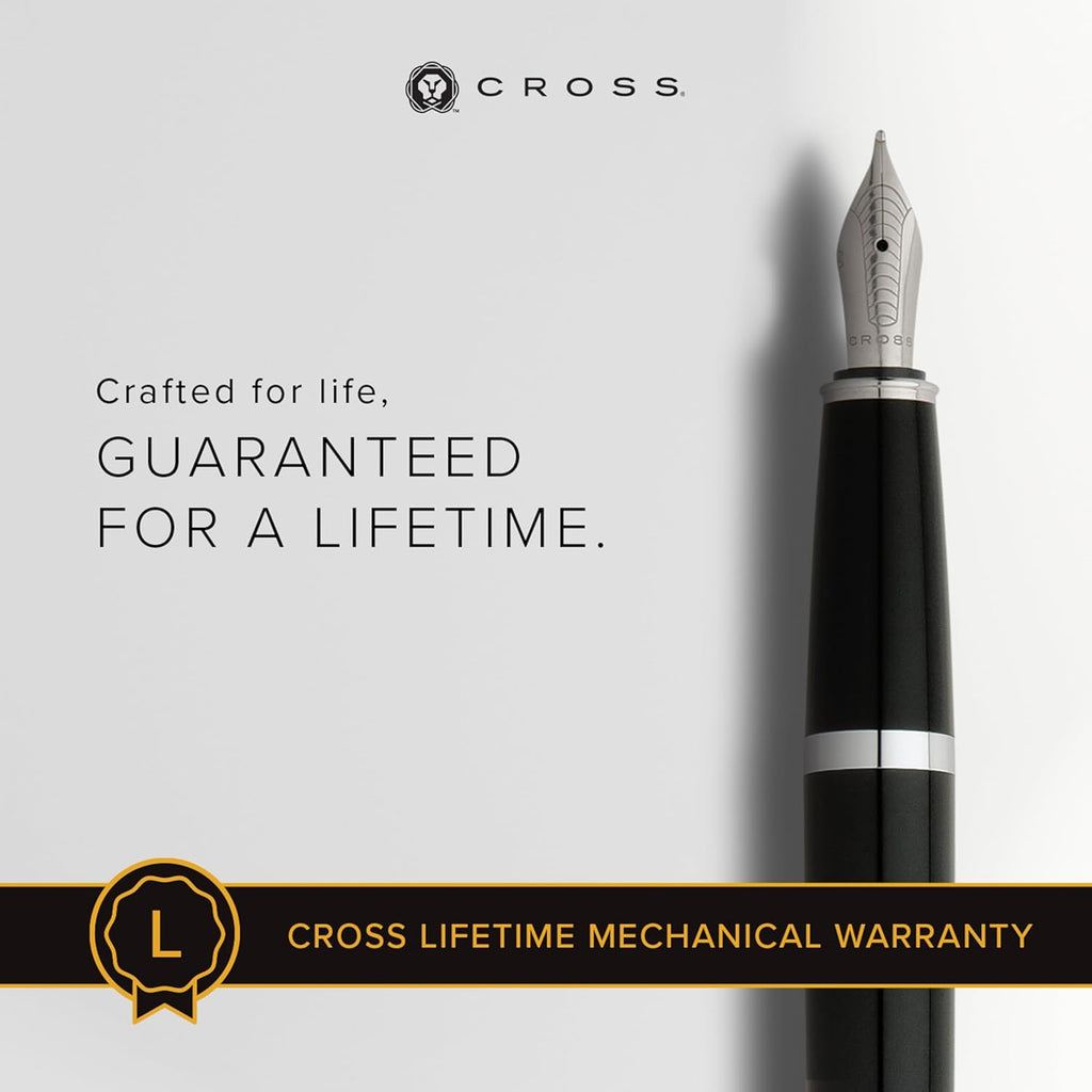 Cross Bailey Refillable Fountain Presented in a Premium Gift Box - Medium Point, Black Ink, Black