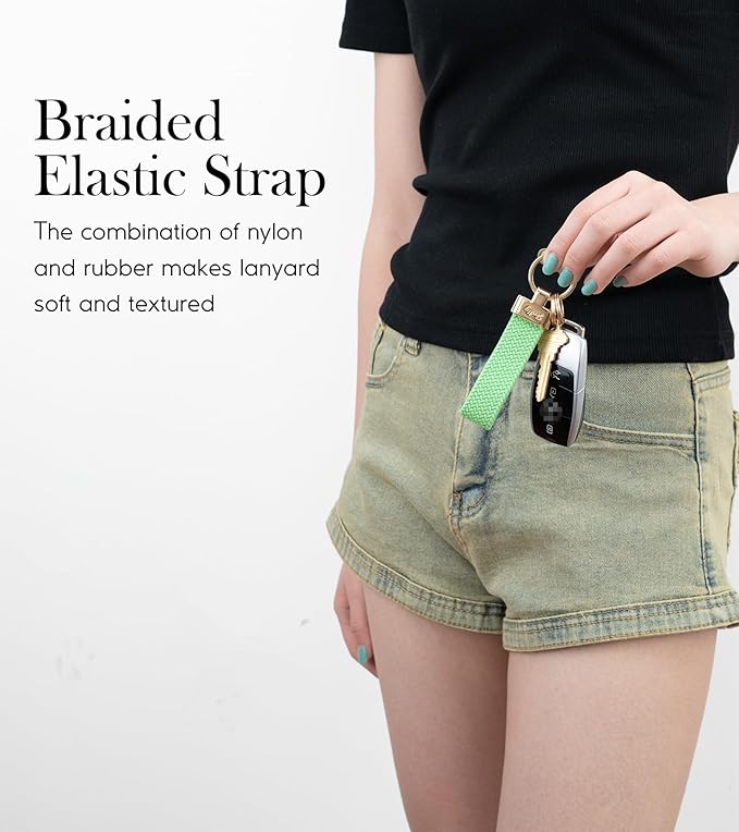 SENLLY Car Keychain, Stretchy Key Holder, Original Elastic Anti-Drop Design Finger Lanyard Strap