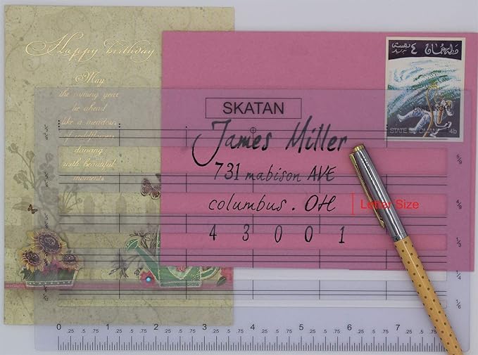 SKATAN Letter Writing and Envelope Addressing Guide, fits a Wide Range of Letter Paper and Envelopes