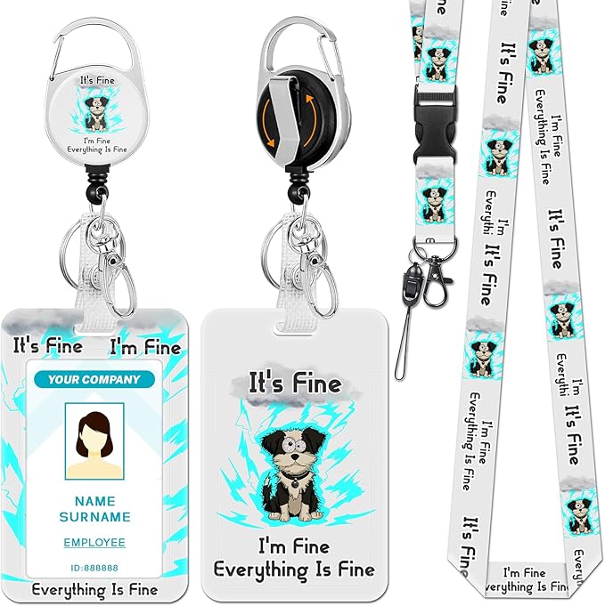 Lanyards for Id Badges, Funny Dog Badge Holder with Retractable Reel Clip, Work Name Tags Keychain Lanyard ID Card Protector Cover Case for Women Teacher Nurse Nursing Doctor Office