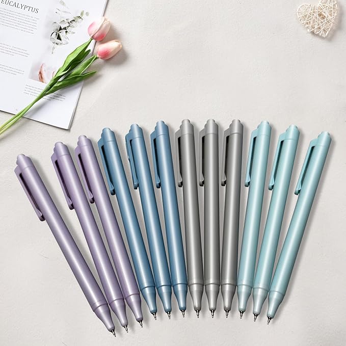 Gel Pens, 12-Pack, 0.5mm Fine Point Black Ink With Case - Smooth Writing, High-End Series for Journaling, Note Taking - Cute Office & Back to School Supplies, Stocking Stuffers Gifts for Women & Men