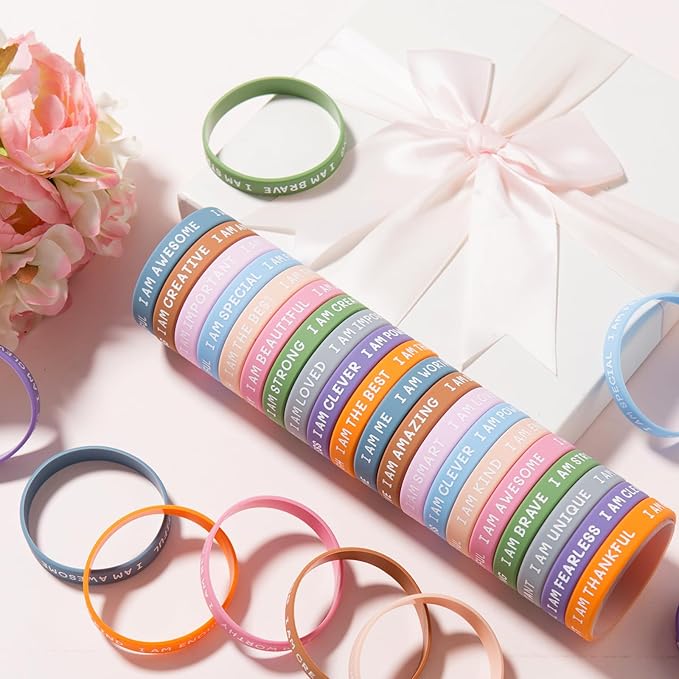 100 Pieces Students Inspirational Silicone Wristbands Motivational Quotes Rubber Bracelets for Kids Students Back to School Gifts （Bright Colors） Office Products